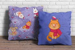 Funny pets. Christmas clip arts and seamless patterns. Product Image 4