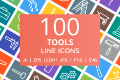 100 Tools Line Multicolor B/G Icons Product Image 1