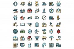 Family travel insurance icons vector flat Product Image 1