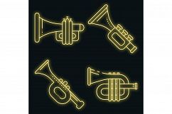 Trumpet icons set vector neon Product Image 1