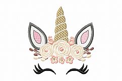 Pretty Unicorn Eyes Head Floral Design - Unicorn EMBROIDERY DESIGN FILE - Unicorn Shabby Chic Face Instant download - 4 sizes Product Image 1