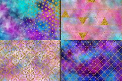 Galaxy &amp; Gold Glitter Digital Paper Product Image 4