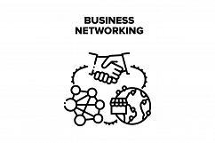 Business Networking Structure Vector Black Illustration Product Image 1