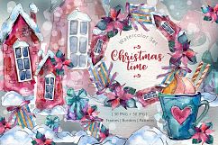 Christmas time PNG watercolor set Product Image 1