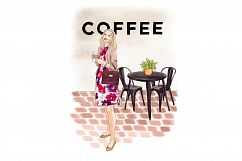 Fashion illustration clipart - Coffee Girls 4 - Light Skin Product Image 4