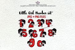 little girl Number set , 1 to zero number clipart set Product Image 1