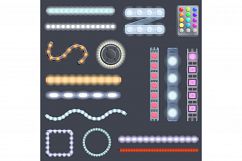 Led strip lights icons set, cartoon style Product Image 1