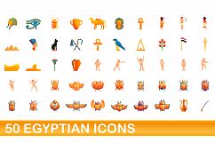 50 egyptian icons set, cartoon style Product Image 1