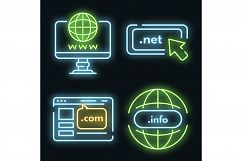 Domain icons set vector neon Product Image 1