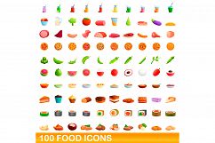 100 food icons set, cartoon style Product Image 1