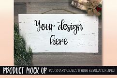 Christmas Wood Sign MOCK UP | PSD & JPEG Product Image 1