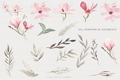 Watercolor Magnolia Floral Clipart Product Image 4