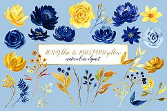 Blue and yellow watercolor flowers Product Image 7