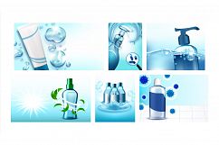 Hand Sanitizer Creative Promo Posters Set Vector Product Image 1