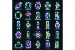 Fitness bracelet icons set vector neon Product Image 1