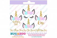 Unicorn head SVG cutting file Unicorns Birthday Girl Shirt Heat Transfer Iron On Included Product Image 1