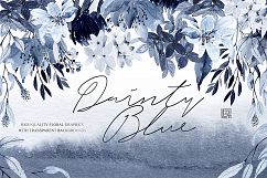 Dainty blue watercolor clipart. Navy blue wedding design. Product Image 10