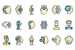 Humanoid icons set vector flat Product Image 1