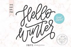 Hello winter SVG DXF EPS PNG, Hand lettered Product Image 1