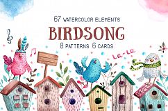 Birdsong - Watercolor Clip Art Set Product Image 1