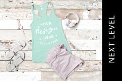 Mint Tank Top Mockup Next Level 1533 Racerback Flat Lay Product Image 1