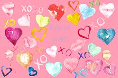 Valentine Hearts watercolor clipart Product Image 3