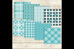 24 Turquoise Plaid Digital Papers, Tartan, Gingham, Check Product Image 3