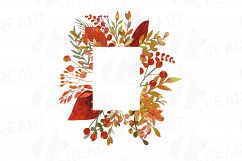Autumn frames watercolor clip art pack, fall design borders Product Image 12
