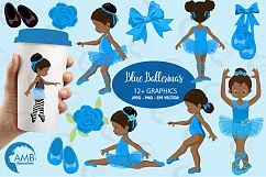 Ballerinas in blue clipart, graphics illustration AMB-1946 Product Image 1