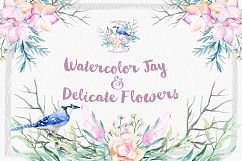 Watercolor Jay &amp; Delicate Flowers Product Image 1