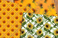 Sunflower Digital Papers, Vintage Sunflowers Scrapbook Papers Product Image 2