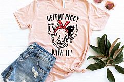 Gettin Piggy With it svg, Pig With Bandana svg, Pig svg,png Product Image 2