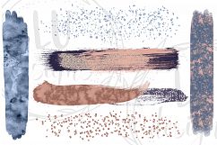 Rose Gold And Blue Brush Strokes, Glitter Overlay Strokes Product Image 2