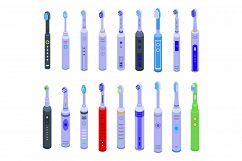 Electric toothbrush icons set, isometric style Product Image 1