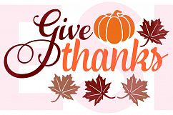 Give Thanks Quote with Pumpkin and Leaves Product Image 1