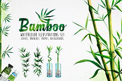 Bamboo. Watercolor illustrations. Product Image 1