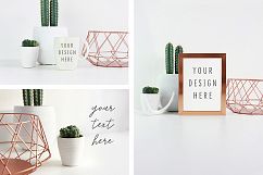 Frame &amp; mug mockup, minimal bronze &amp; cactus Product Image 3