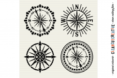 Set of 4 RETRO COMPASSES - SVG DXF EPS PNG - Cricut &amp; Silhouette - clean cutting files Product Image 2