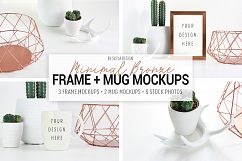 FRAME &amp; MUG MOCKUP, MINIMAL BRONZE &amp; CACTUS