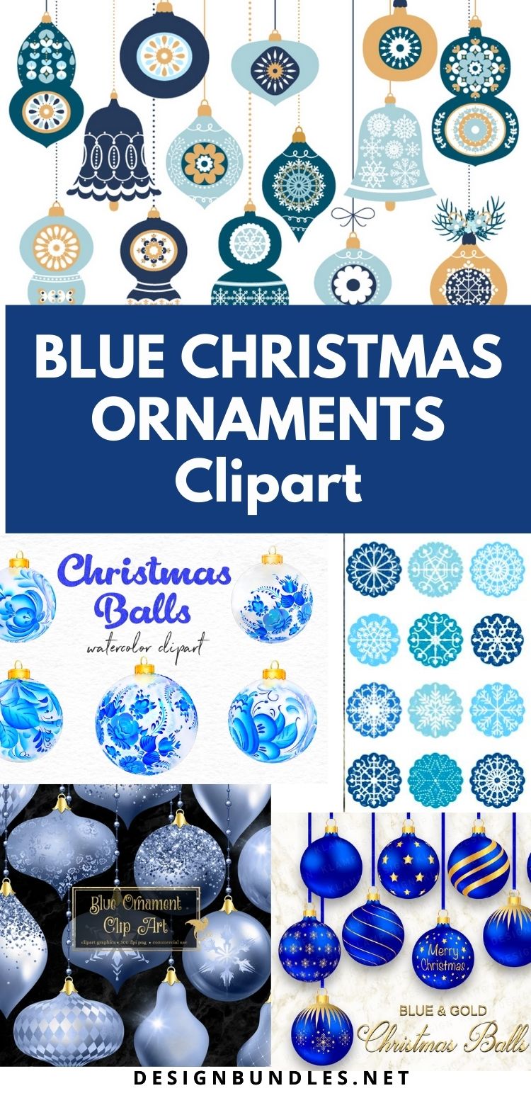 Blue Christmas Ornaments Clipart
