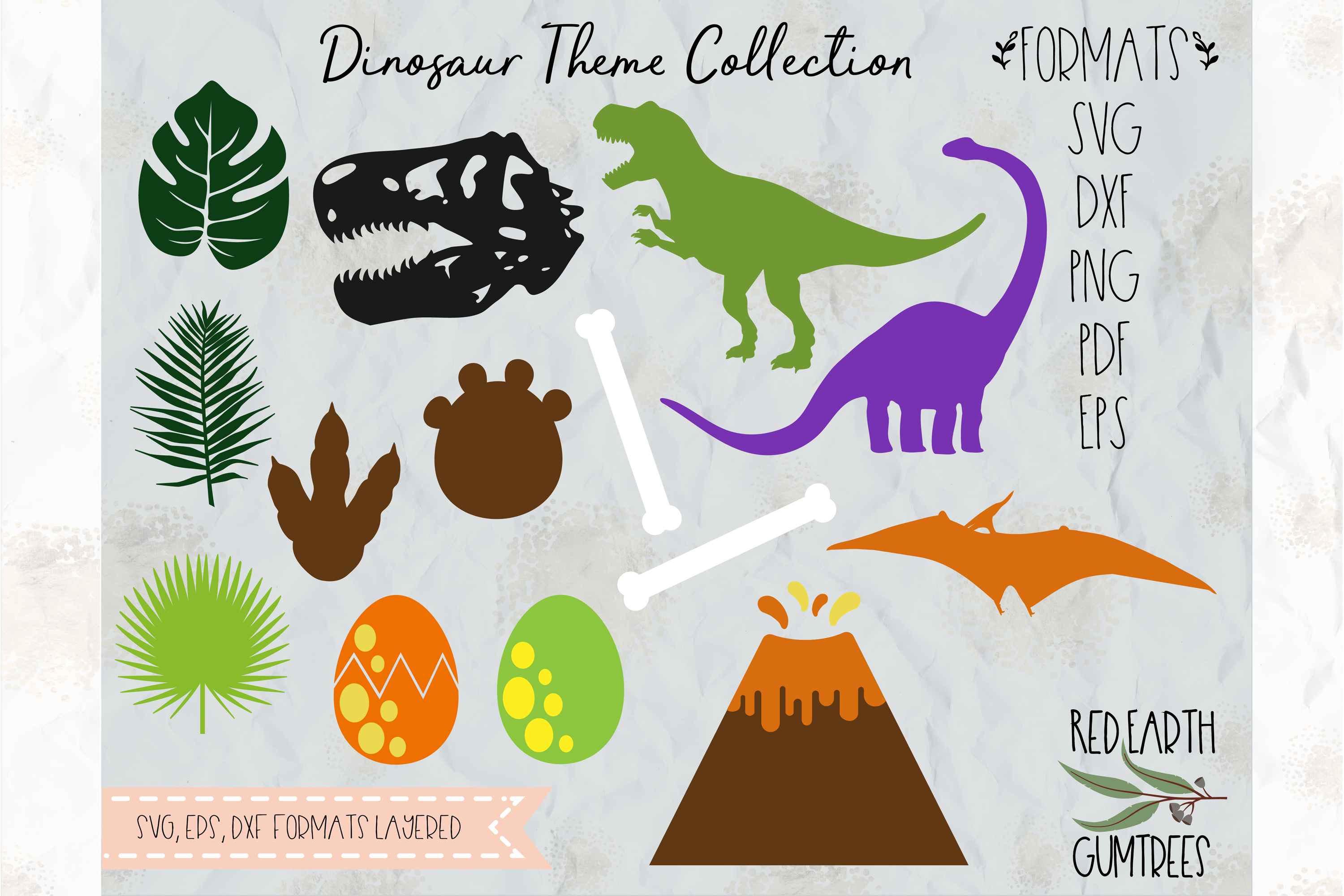 Dinosaur party theme bundle SVG, DXF,PNG,EPS formats,cutfile