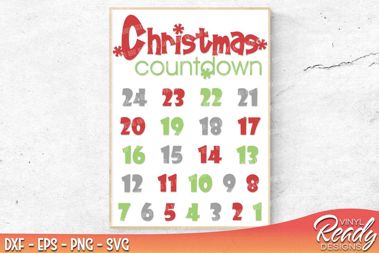 Christmas Countdown Calendar Template Vector Clip Art Cutting Files