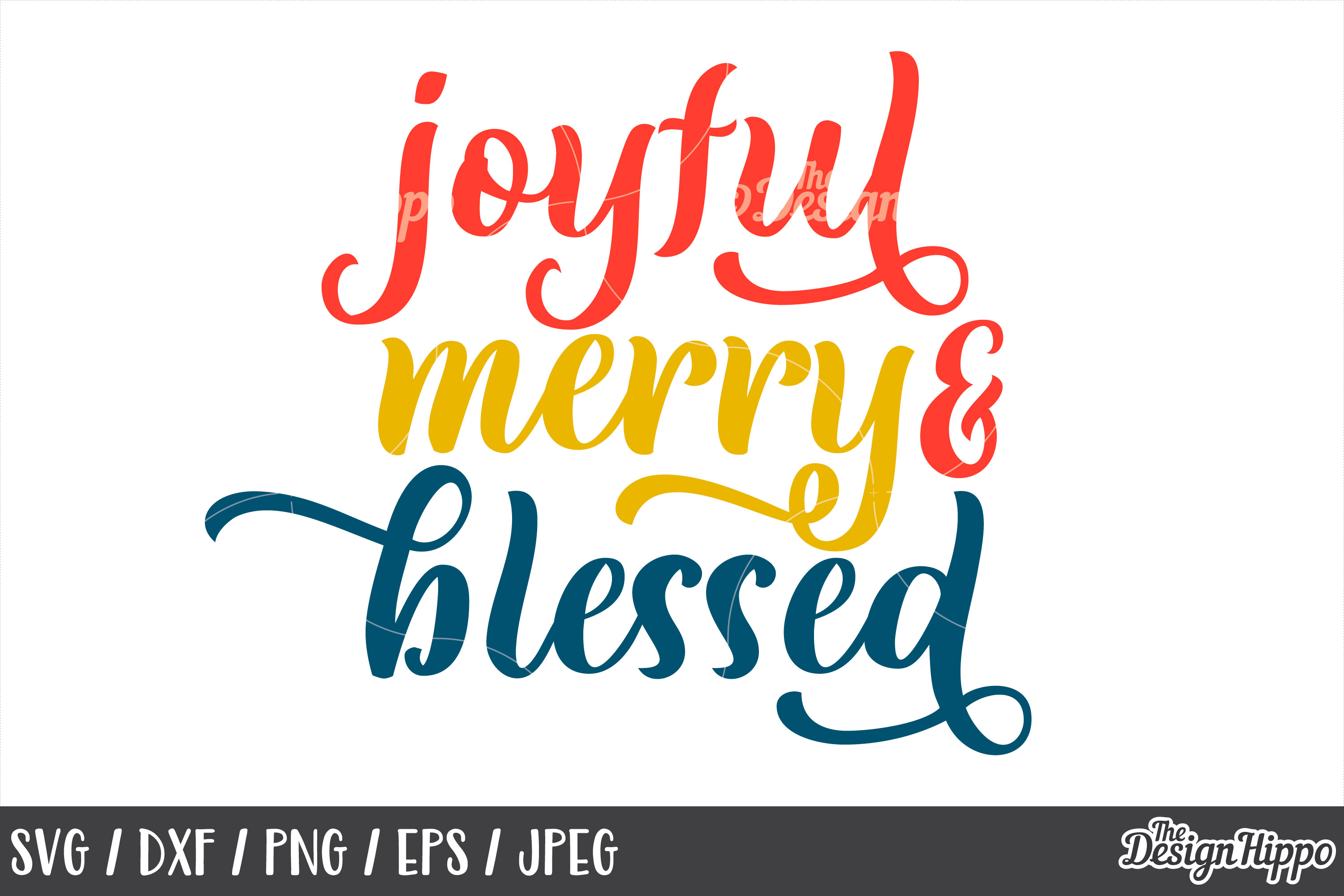 Christmas, SVG, Joyful Merry & Blessed, PNG, DXF, Cut Files (173501 ...