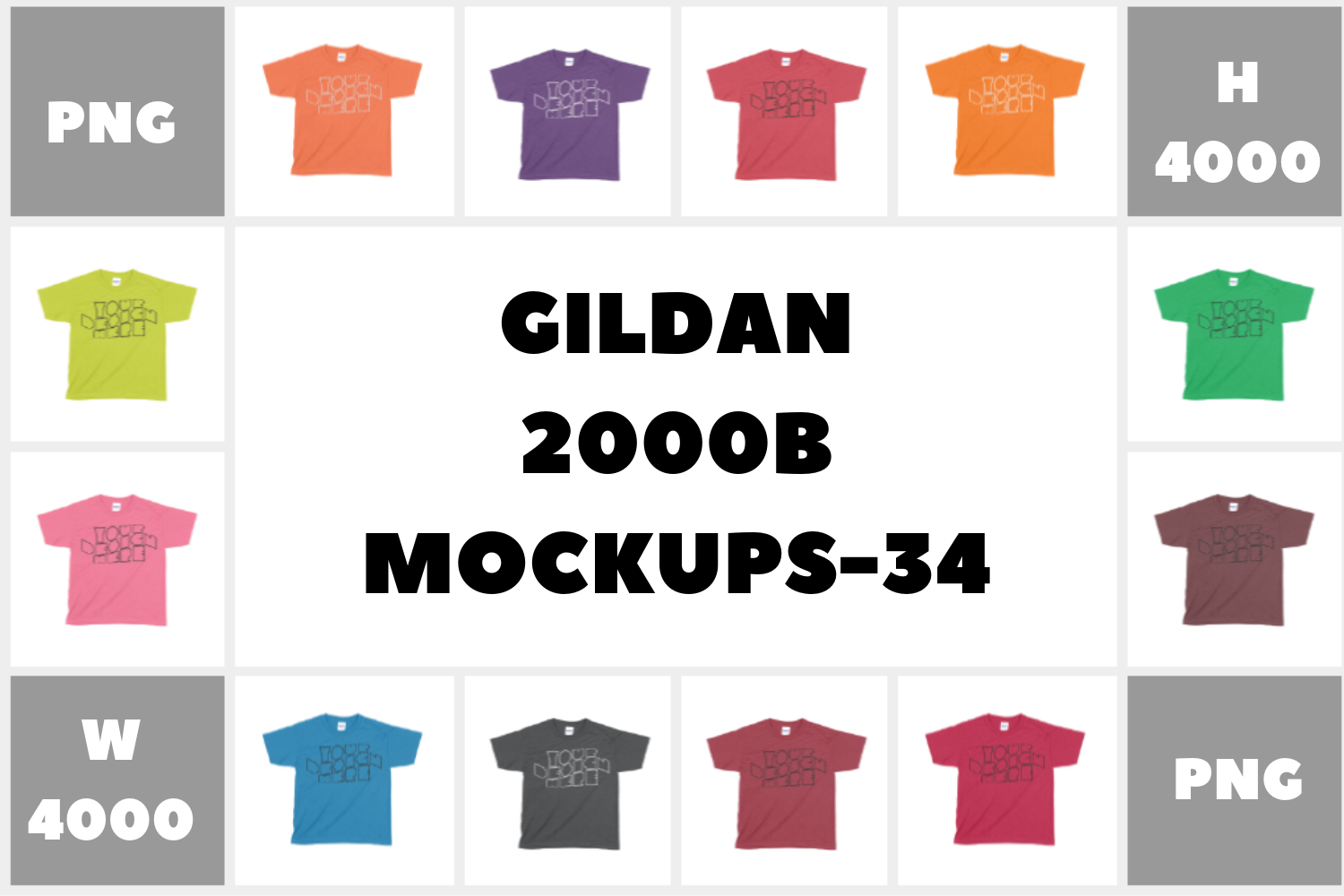 Download MEGA BUNDLE Gildan 2000B Ultra Youth T-shirt Mockups - PNG