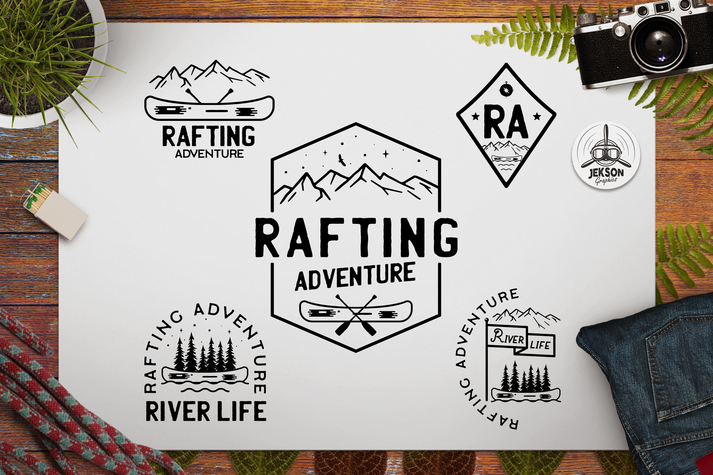 Download Rafting Adventure Logos, Vector Camping Badges, TShirt SVG