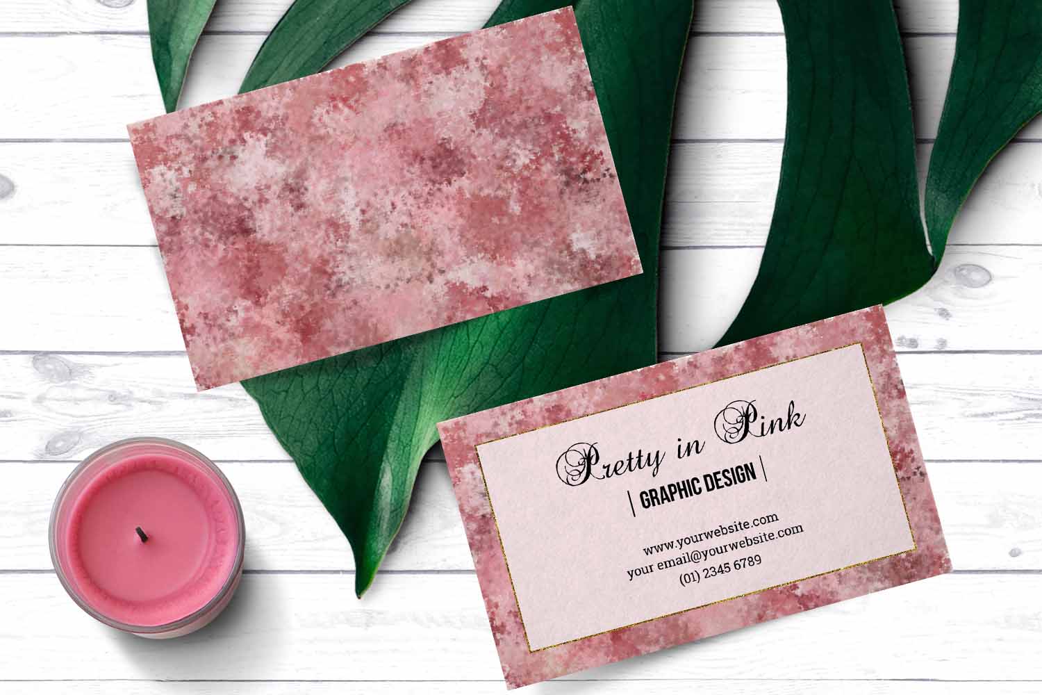 Elegant Pink and Gold Business Card Template