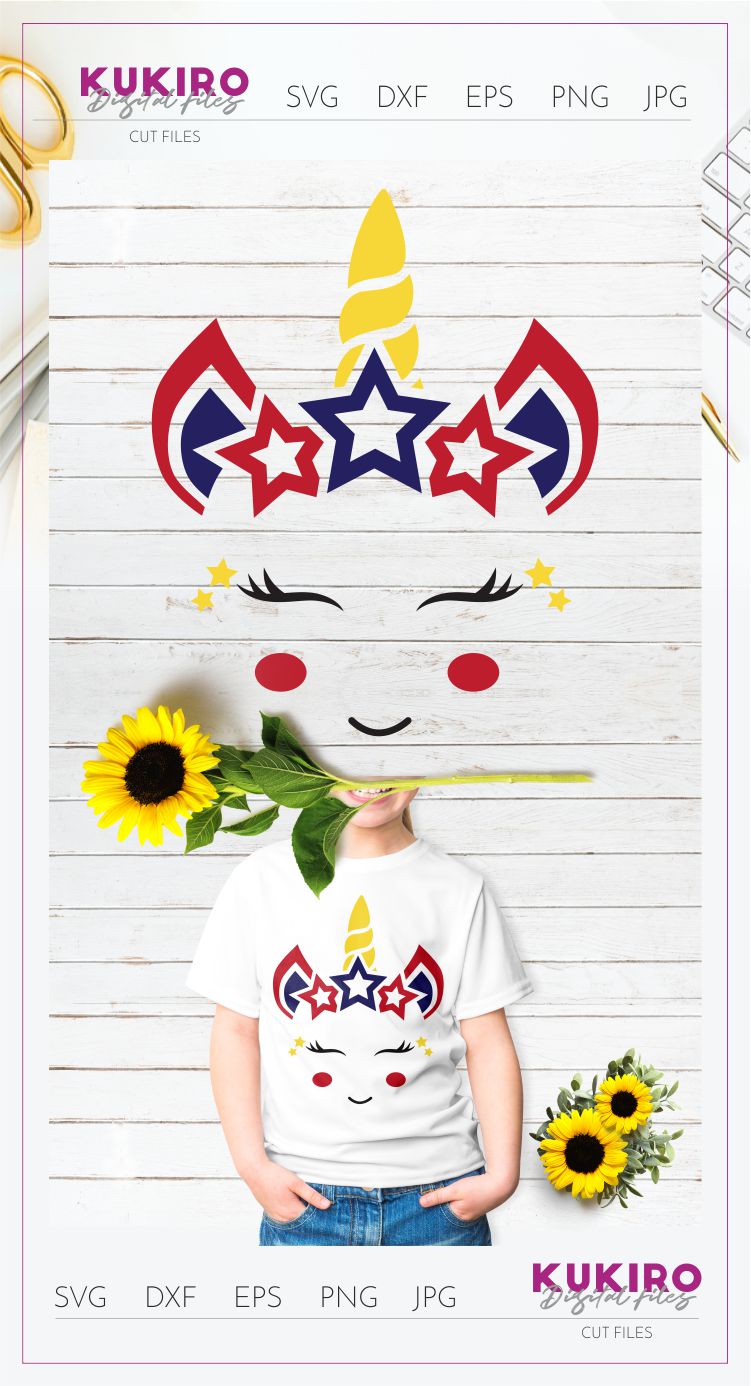Download Unicorn with stars SVG - 4th of July kids cut file (252980 ...