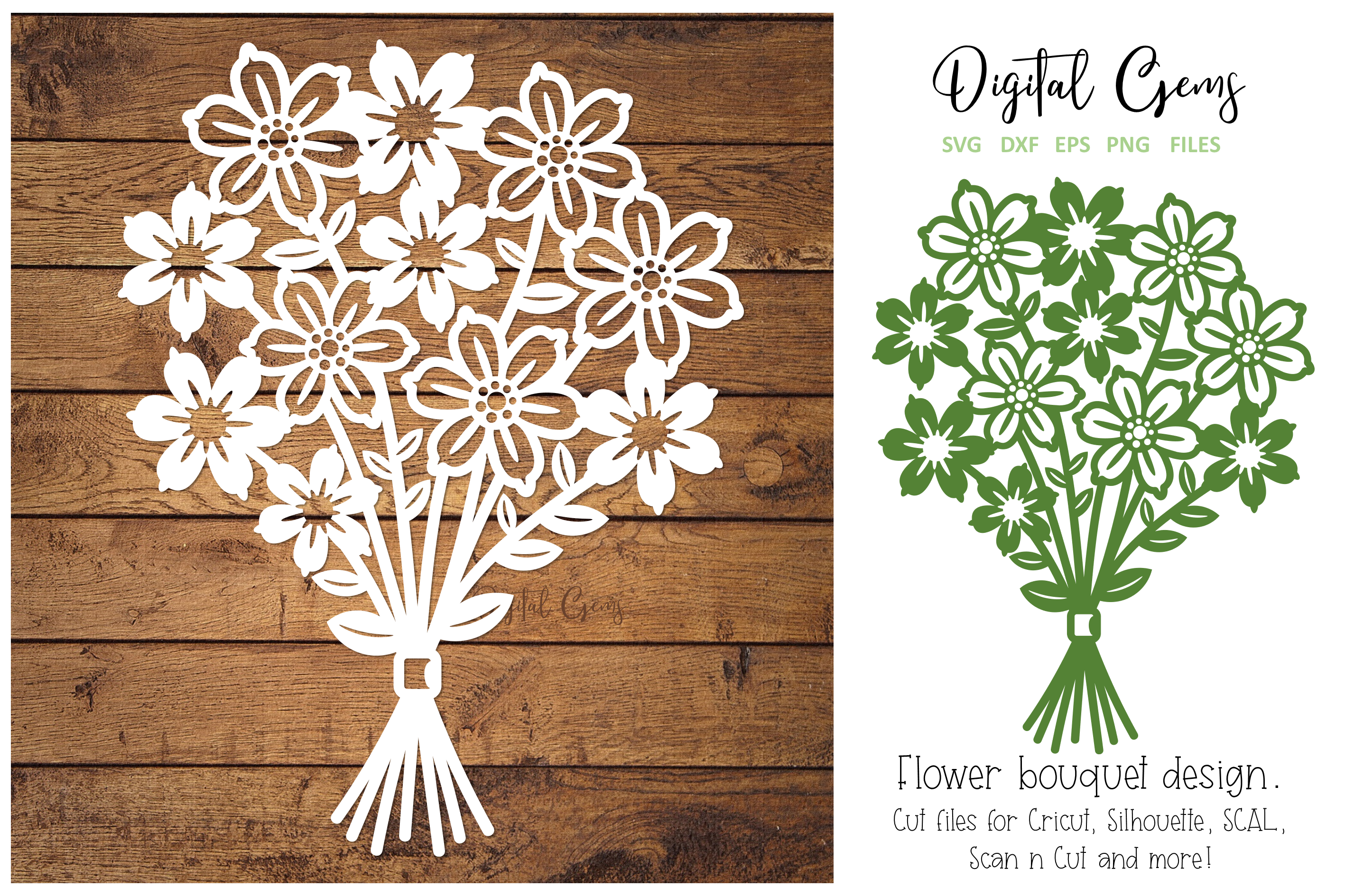 Flower bouquet paper cut design. SVG / DXF / EPS / PNG file