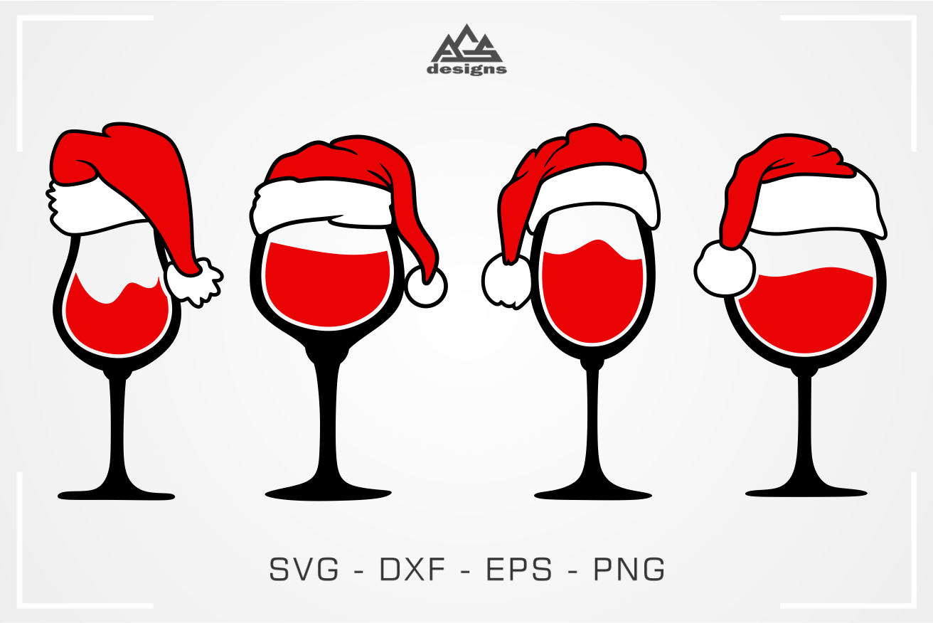 Christmas Santa Wine Glass Svg Design (372662) | SVGs | Design Bundles