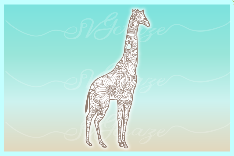 Download Giraffe Mandala Zentangle SVG DXF EPS PNG files for Cricut